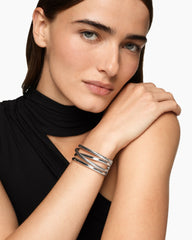 Bold Crossover Multi Row Cuff Bracelet in Sterling Silver, 24.4mm