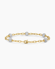 DY Madison® Pavé Bead Chain Bracelet in 18K Yellow Gold with Diamonds, 3mm