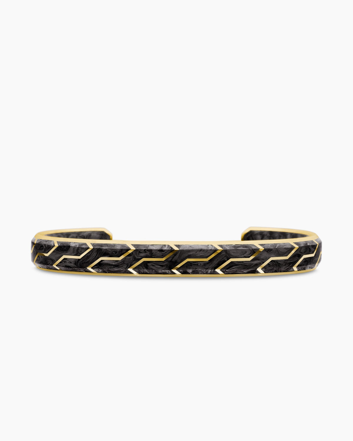 Streamline® Cuff Bracelet in 18K Yellow Gold with Forged Carbon, 8.5mm