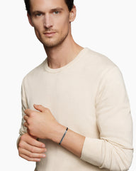 Streamline® ID Bracelet in Black Leather with Sterling Silver and Black Diamonds, 6mm