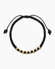 Fortune Woven Bracelet in Black Nylon with Black Onyx and 18K Yellow Gold, 5.5mm