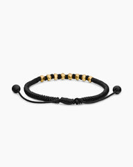 Fortune Woven Bracelet in Black Nylon with Black Onyx and 18K Yellow Gold, 5.5mm