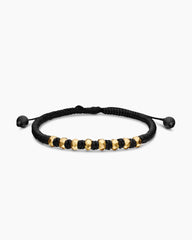 Fortune Woven Bracelet in Black Nylon with Black Onyx and 18K Yellow Gold, 5.5mm