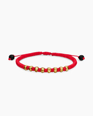 Fortune Woven Bracelet in Red Nylon with Black Onyx and 18K Yellow Gold, 5.5mm