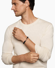 Streamline® Double Wrap Black Leather Bracelet with 18K Rose Gold, 5.2mm