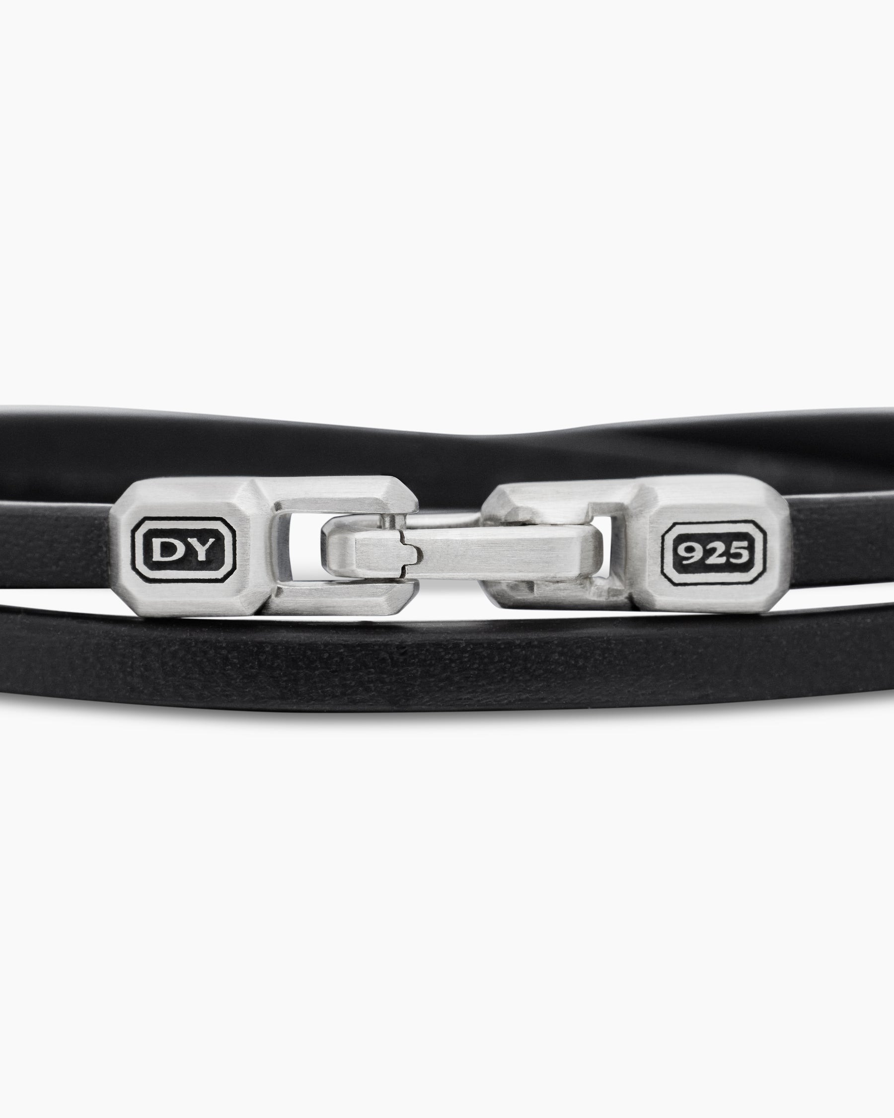 Streamline® Double Wrap Bracelet in Black Leather with Sterling Silver, 5.2mm