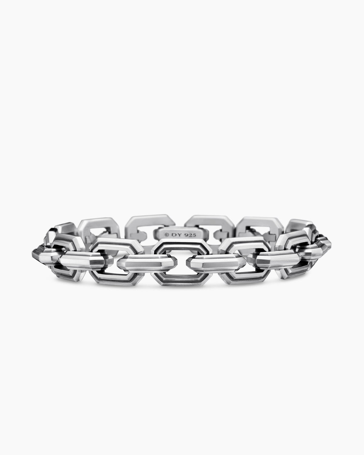 Faceted Flat Link Bracelet in Sterling Silver, 11mm