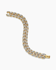 Curb Chain Bracelet in 18K Yellow Gold with Diamonds, 14.5mm