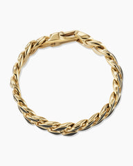 Forged Carbon Curb Chain Bracelet in 18K Yellow Gold, 14.5mm