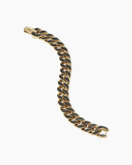 Forged Carbon Curb Chain Bracelet in 18K Yellow Gold, 14.5mm