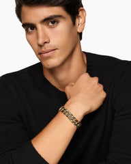 Forged Carbon Curb Chain Bracelet in 18K Yellow Gold, 14.5mm