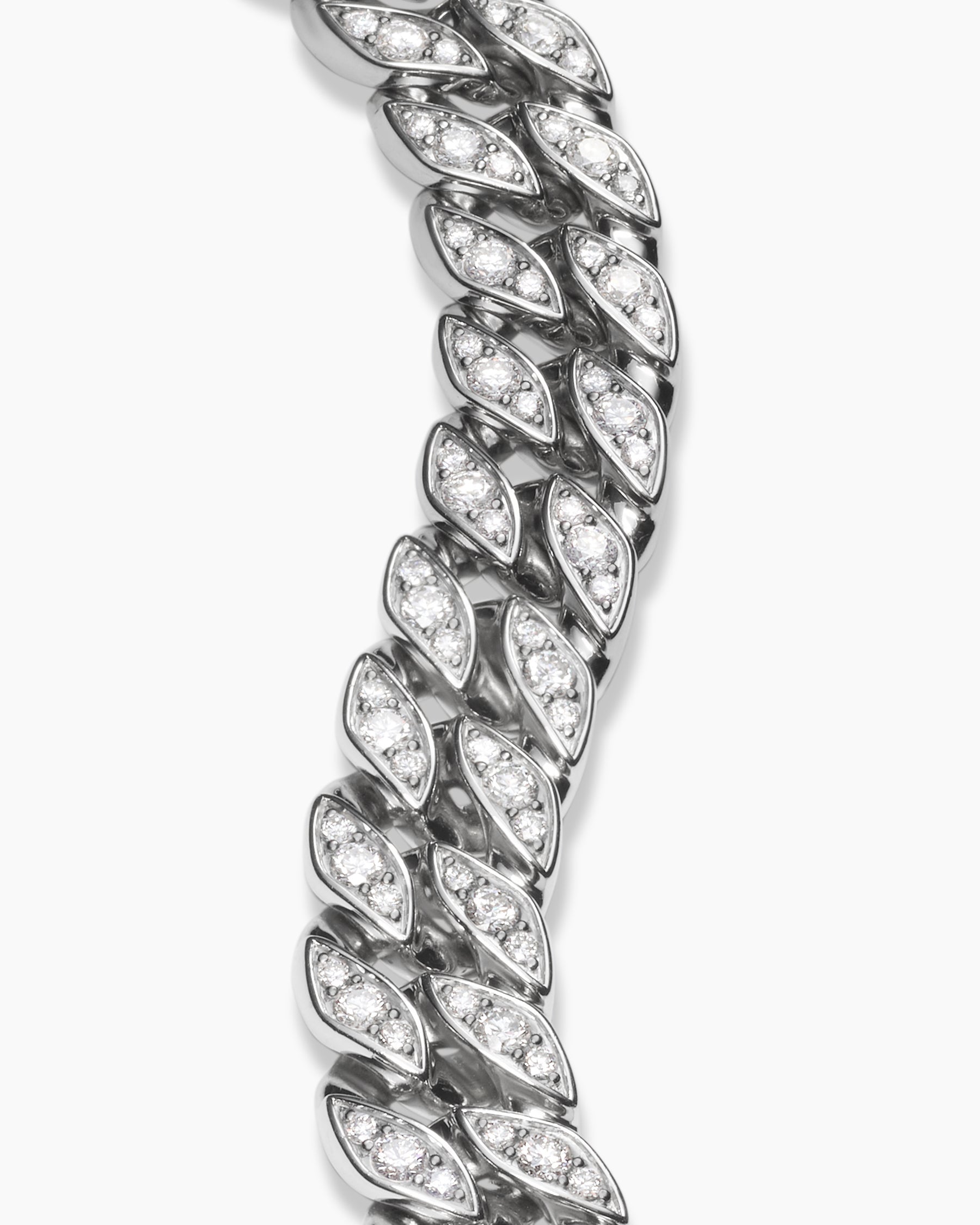 Curb Chain Bracelet in Platinum with Diamonds, 14.5mm