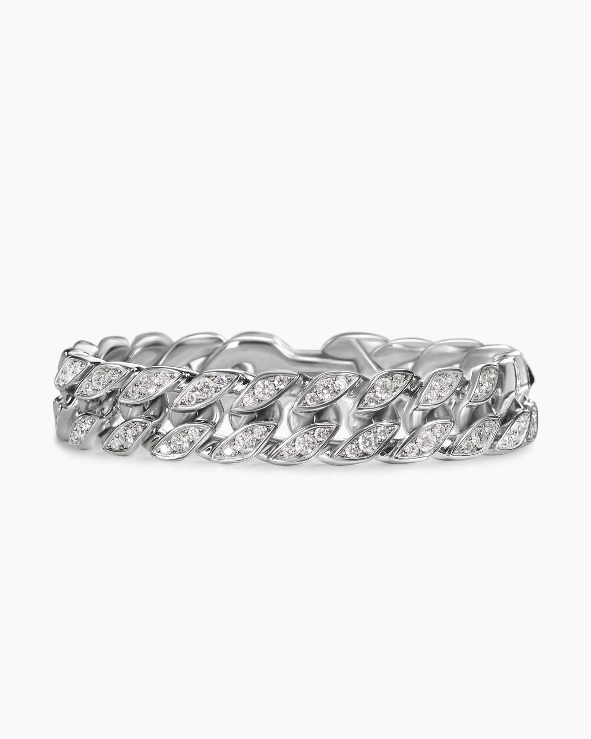 Curb Chain Bracelet in Platinum with Diamonds, 14.5mm