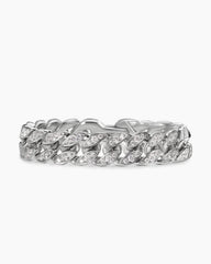 Curb Chain Bracelet in Platinum with Diamonds, 14.5mm