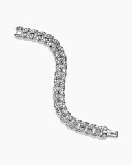 Curb Chain Bracelet in Sterling Silver with Diamonds, 14.5mm