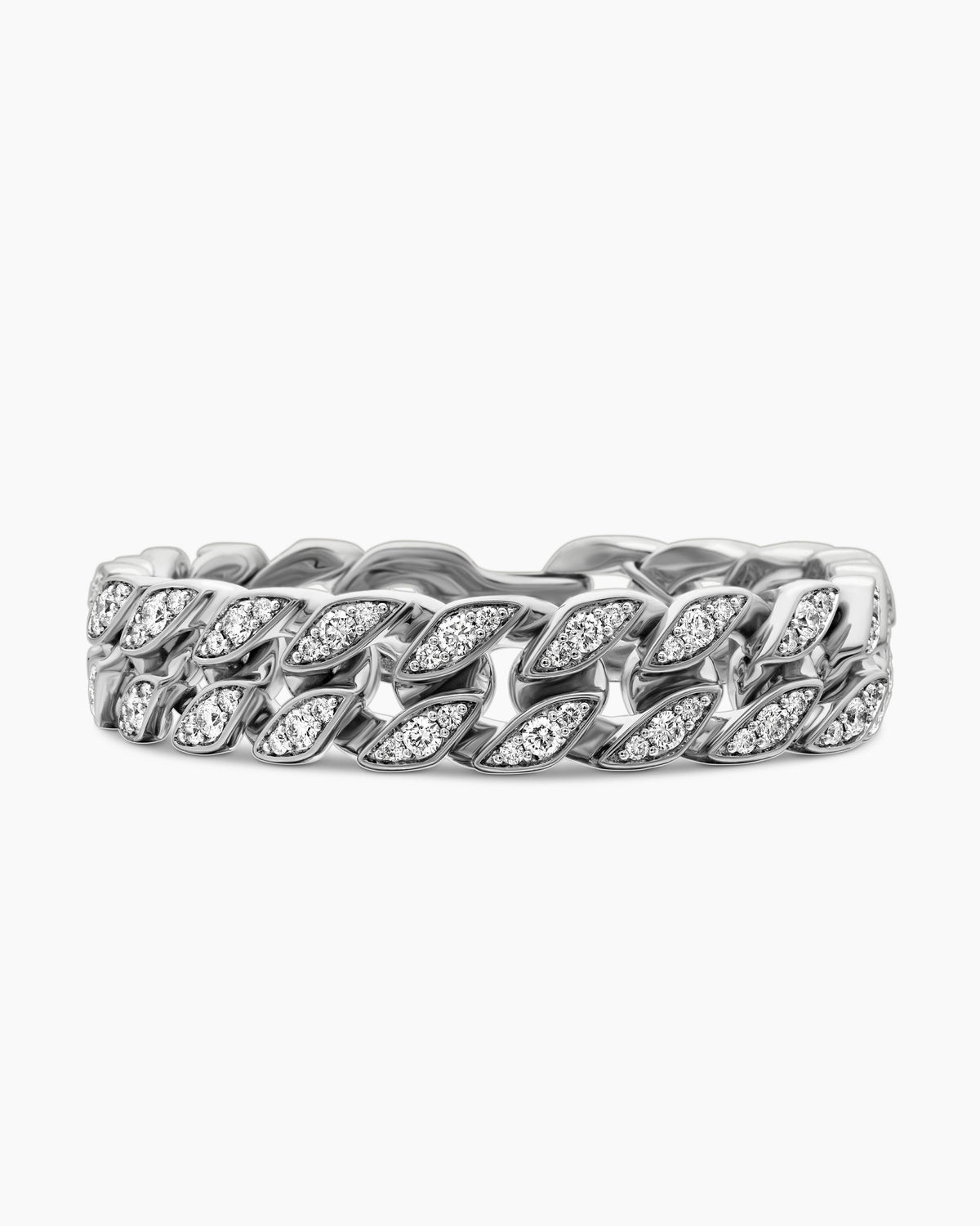 Curb Chain Bracelet in Sterling Silver with Diamonds, 14.5mm