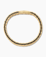 Chevron Woven Bracelet in 18K Yellow Gold and Black Nylon, 9mm