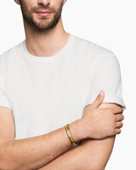 Chevron Woven Bracelet in 18K Yellow Gold and Black Nylon, 9mm