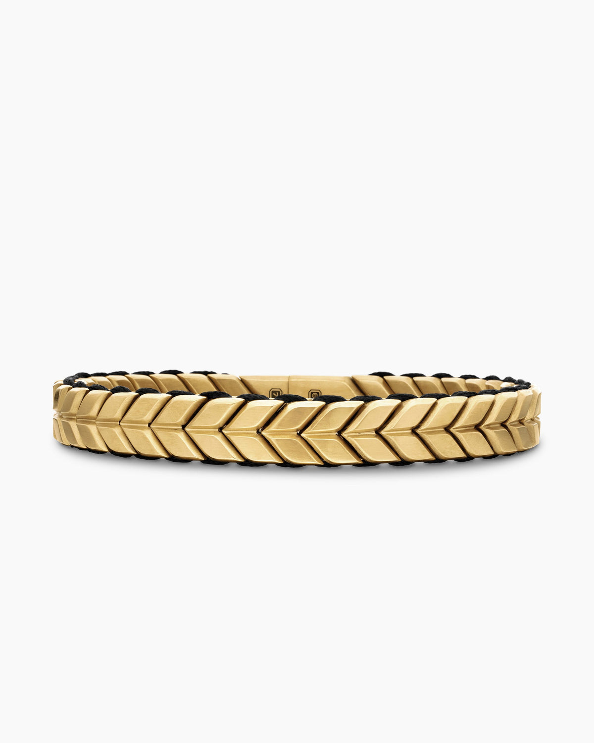 Chevron Woven Bracelet in 18K Yellow Gold and Black Nylon, 9mm