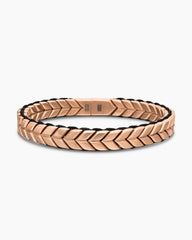 Chevron Woven Bracelet in 18K Rose Gold and Black Nylon, 9mm