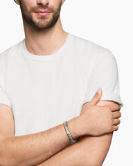 Chevron Woven Bracelet in Sterling Silver with Black Nylon, 9mm