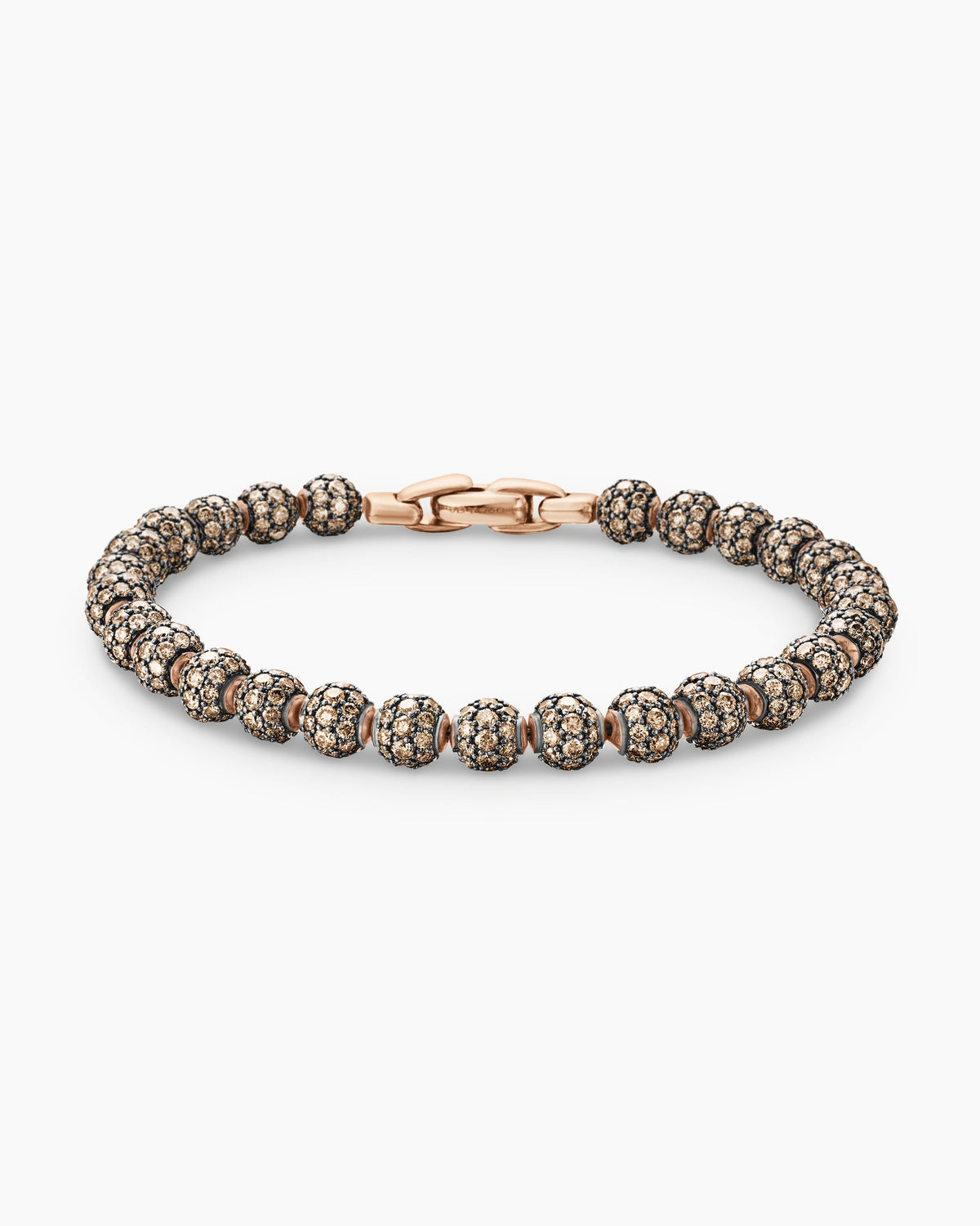 Spiritual Beads Bracelet in 18K Rose Gold and Pavé Cognac Diamonds, 6mm