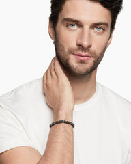 Spiritual Beads Bracelet in Platinum and Pavé Black Diamonds, 6mm