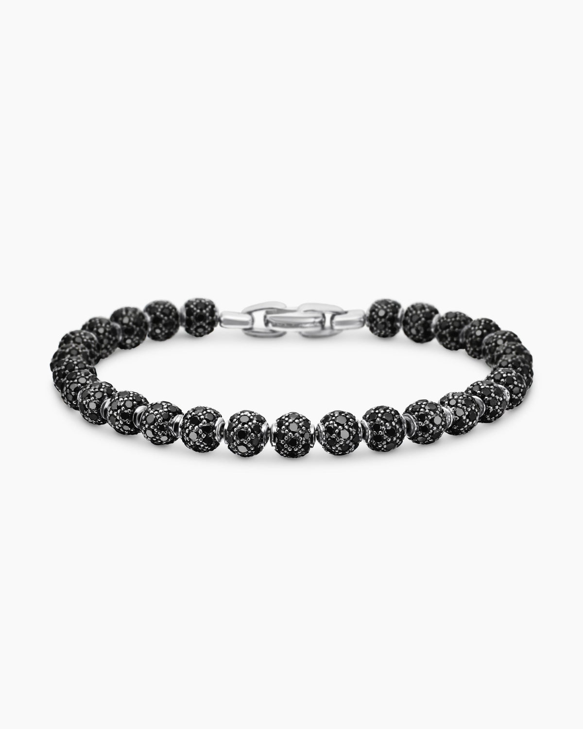 Spiritual Beads Bracelet in Platinum and Pavé Black Diamonds, 6mm