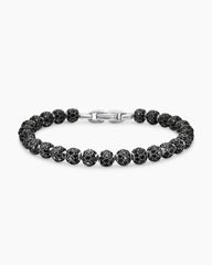 Spiritual Beads Bracelet in Platinum and Pavé Black Diamonds, 6mm