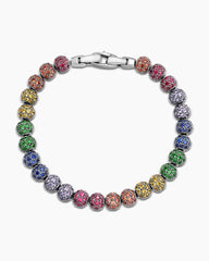 Spiritual Beads Bracelet in Sterling Silver with Rainbow Pavé, 6mm