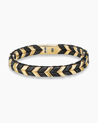 Chevron Woven Bracelet in 18K Yellow Gold with Black Titanium and Black Nylon, 9mm