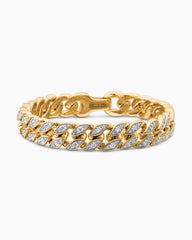 Curb Chain Bracelet in 18K Yellow Gold with Diamonds, 11.5mm