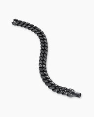 Curb Chain Bracelet in Black Titanium with Black Diamonds, 11.5mm