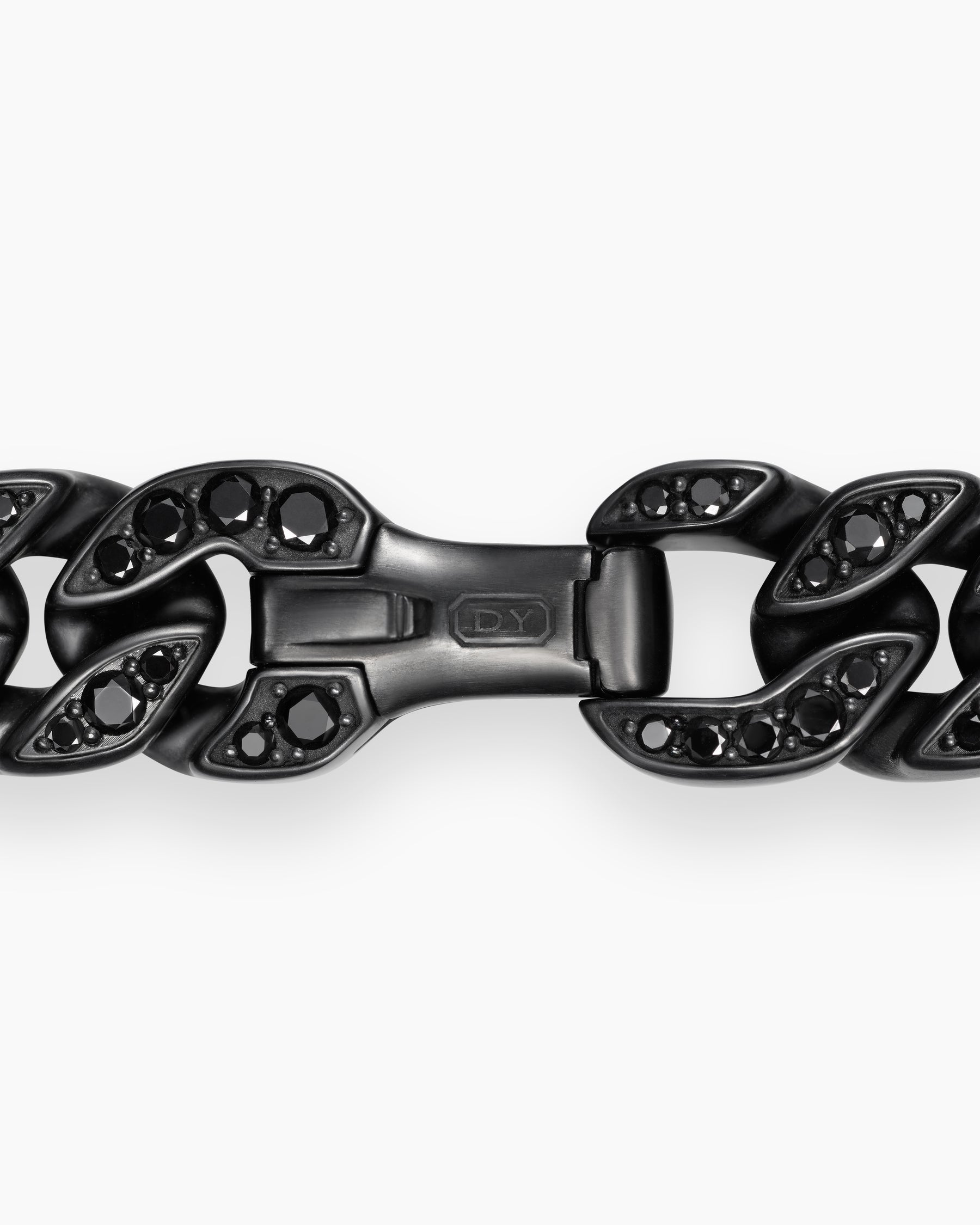 Curb Chain Bracelet in Black Titanium with Black Diamonds, 11.5mm