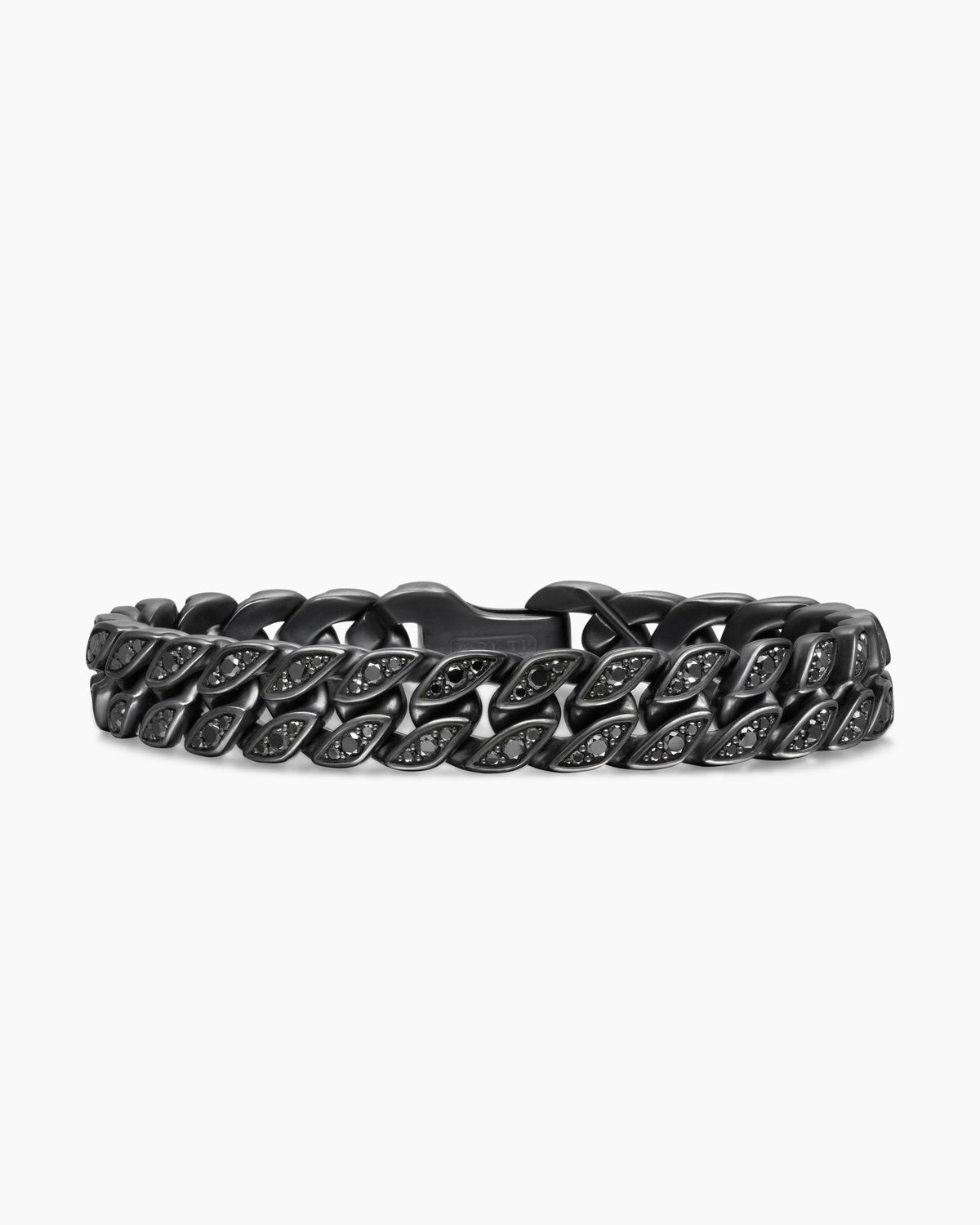 Curb Chain Bracelet in Black Titanium with Black Diamonds, 11.5mm