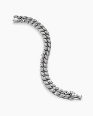 Curb Chain Bracelet in Platinum with Diamonds, 11.5mm