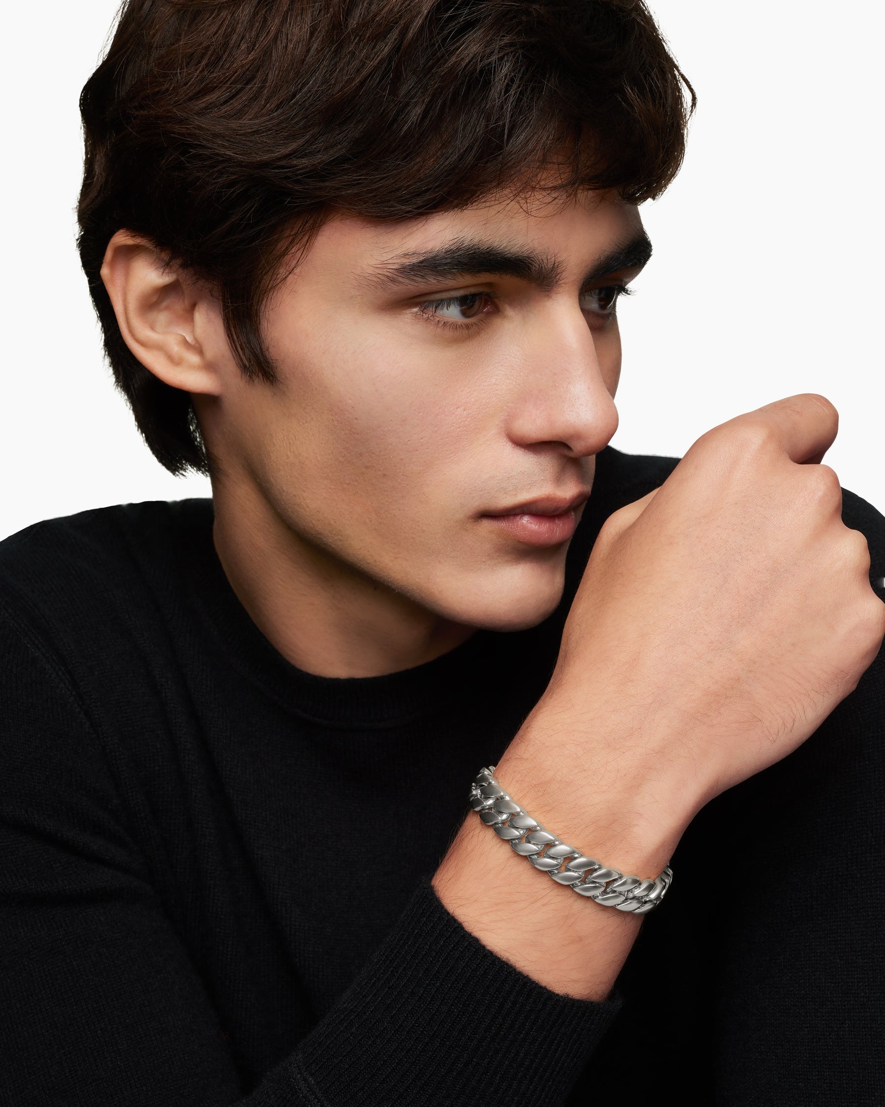 Curb Chain Bracelet in Sterling Silver, 11.5mm