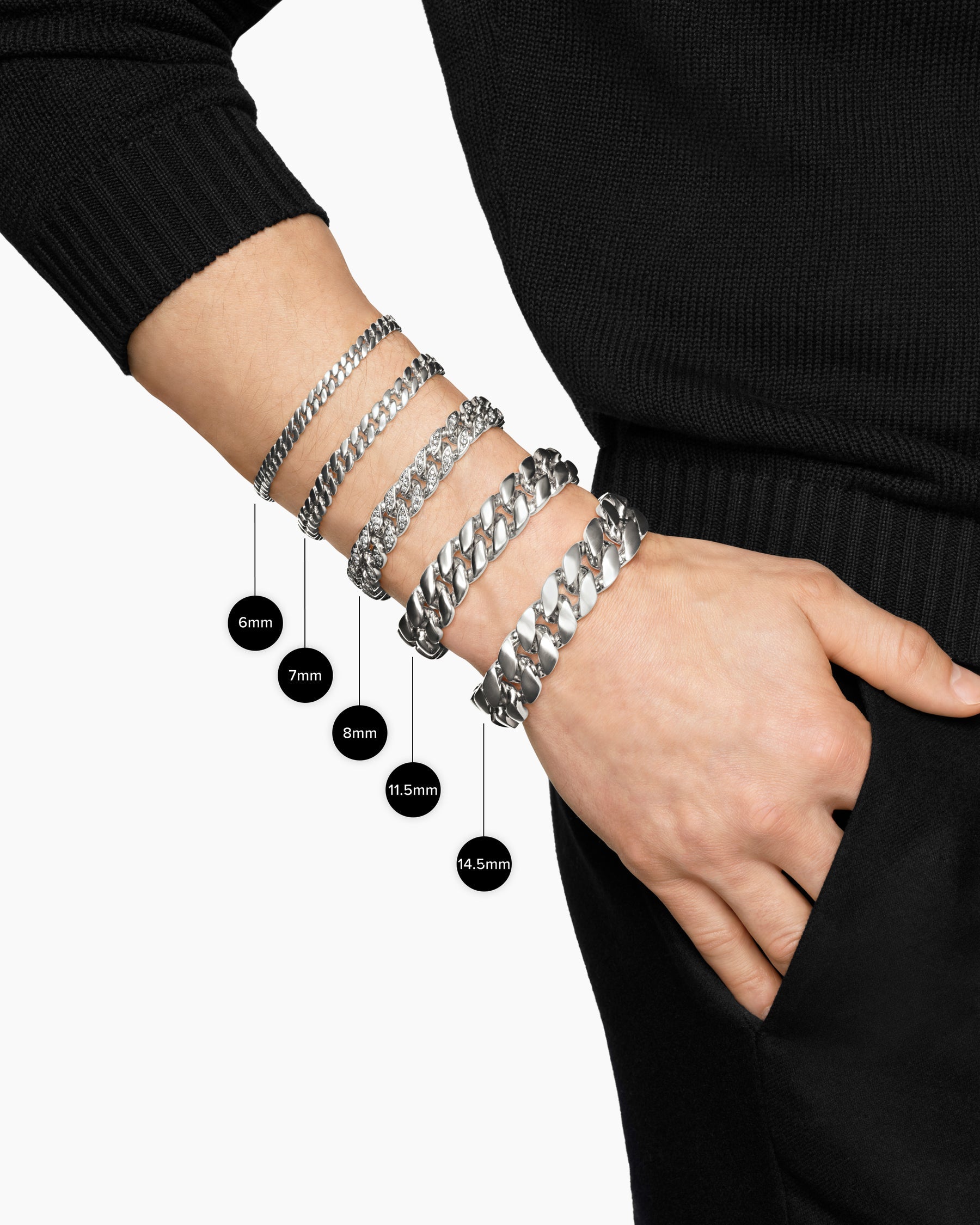 Curb Chain Bracelet in Sterling Silver, 11.5mm