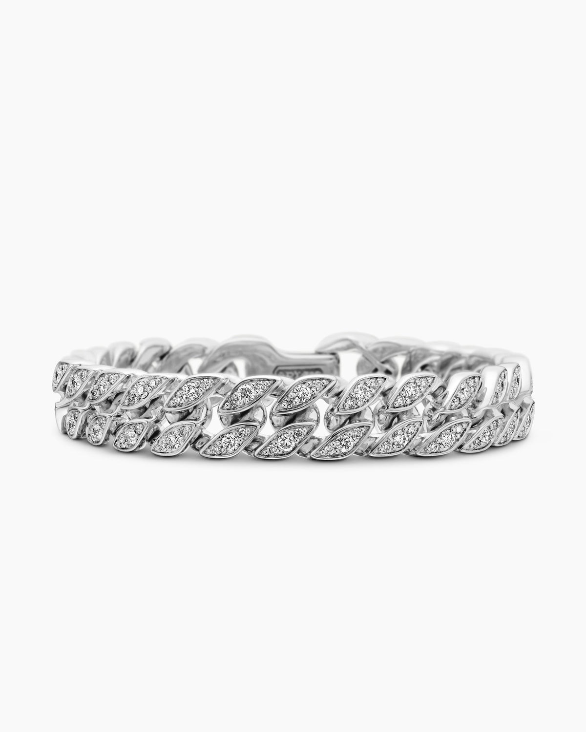 Curb Chain Bracelet in Sterling Silver with Diamonds, 11.5mm