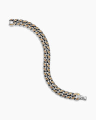 Curb Chain Bracelet in Sterling Silver with Orange Sapphires, 11.5mm