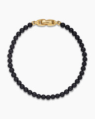 Spiritual Beads Bracelet with Black Onyx and 18K Yellow Gold, 4mm