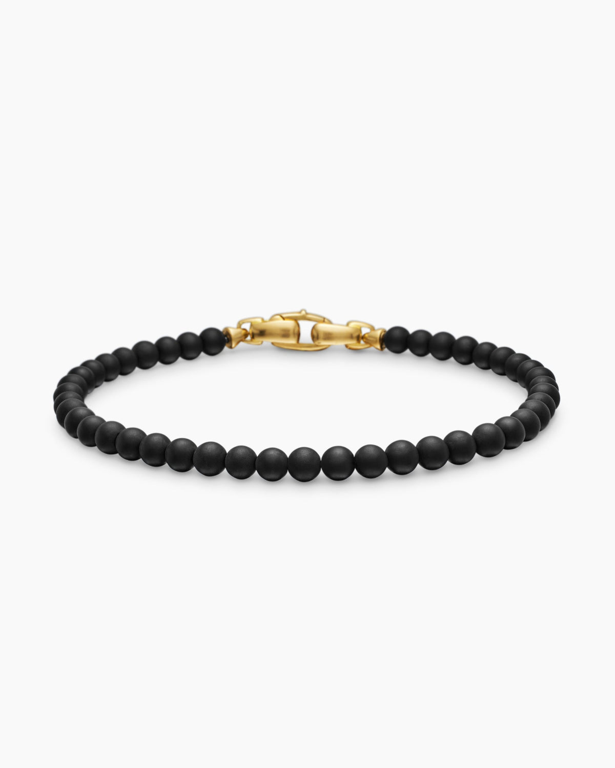 Spiritual Beads Bracelet with Black Onyx and 18K Yellow Gold, 4mm