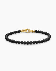 Spiritual Beads Bracelet with Black Onyx and 18K Yellow Gold, 4mm