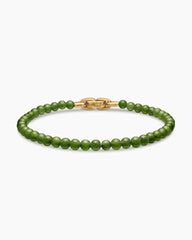 Spiritual Beads Bracelet with Nephrite Jade and 18K Yellow Gold, 4mm