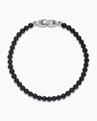 Spiritual Beads Bracelet in Black Onyx with Sterling Silver, 4mm