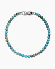 Spiritual Beads Bracelet in Turquoise with Sterling Silver, 4mm