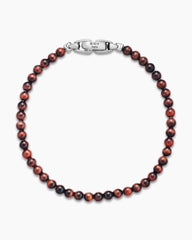 Spiritual Beads Bracelet in Red Tiger’s Eye with Sterling Silver, 4mm