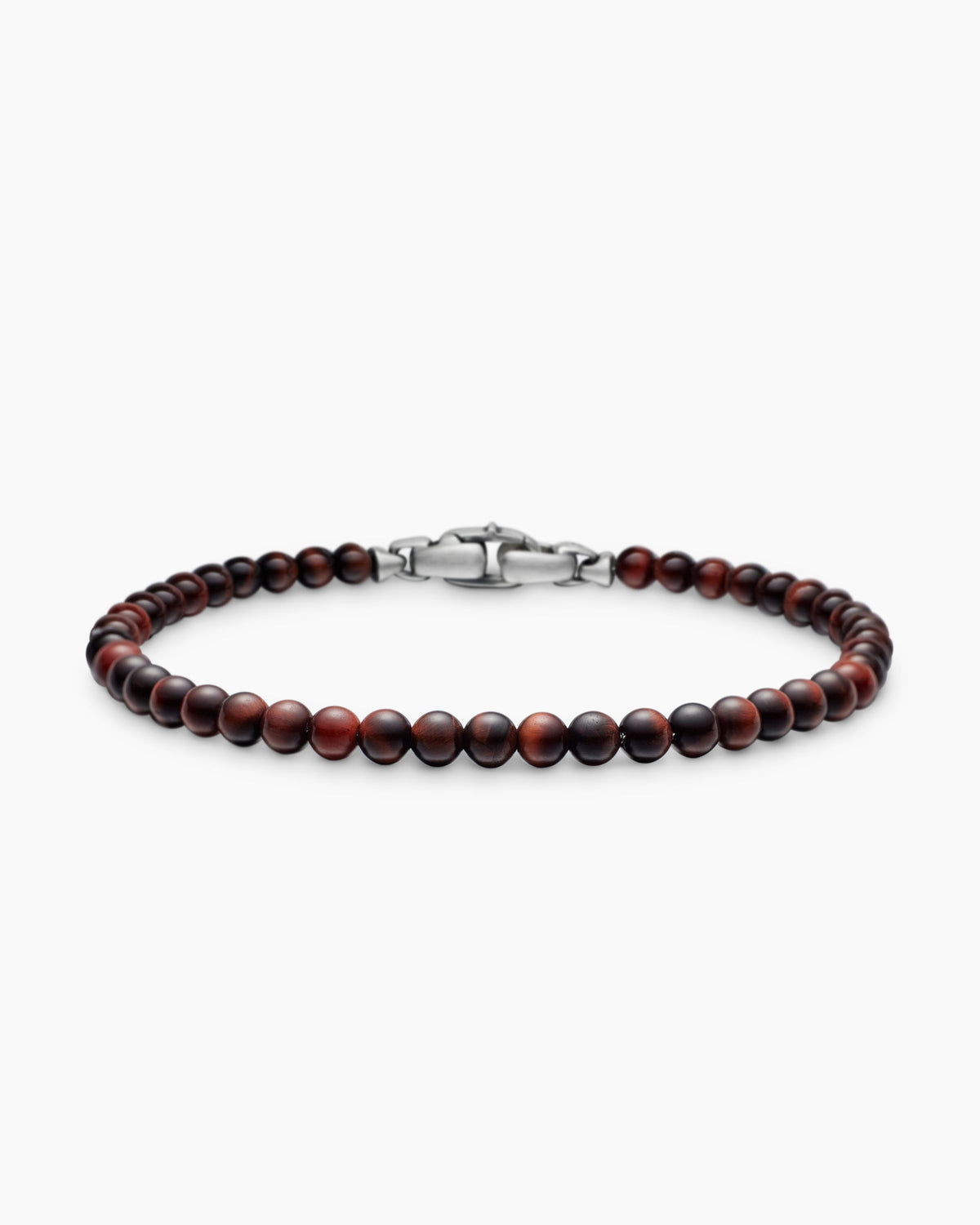 Spiritual Beads Bracelet in Red Tiger’s Eye with Sterling Silver, 4mm