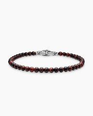 Spiritual Beads Bracelet in Red Tiger’s Eye with Sterling Silver, 4mm