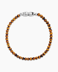 Spiritual Beads Bracelet in Tiger’s Eye with Sterling Silver, 4mm